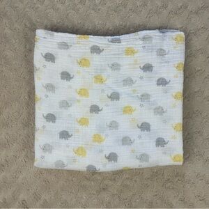 Falls Creek Baby Elephant Baby Swaddle Blanket Stars Yellow Gray White Muslin